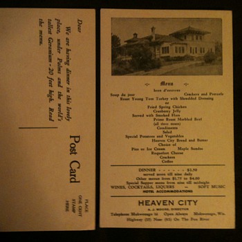 Heaven City Menu Postcard - Paper