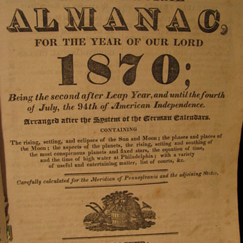 1870 Agricultural Almanac