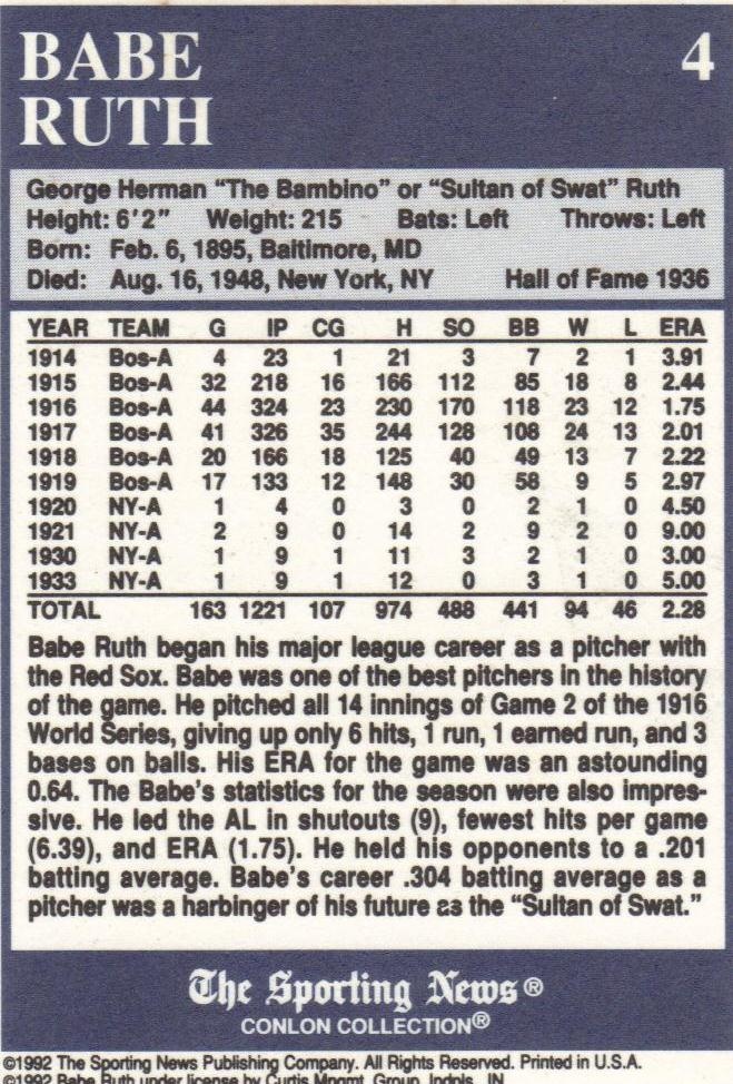 Babe Ruth Baseball Card Collectors Weekly