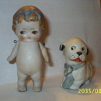 3 1/2 inch bisque doll with dog