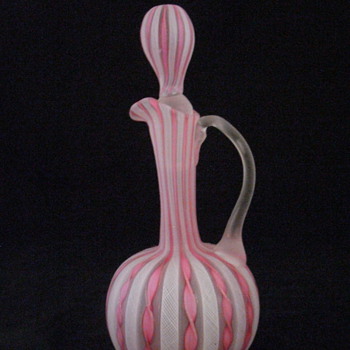 Beautiful Murano Latticino Zanfirico Cruet - Art Glass
