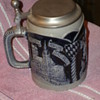 Cobalt blue & cream German flat lidded stein