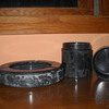 Black marble or granite ash tray and cigarette holder
