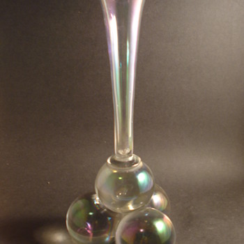 Harrach Iridescent Ball Footed Vase - Art Glass
