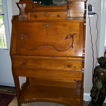 Vintage Secretary desk unknown maker and my hair do :-)