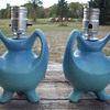 Van Briggle Art Pottery Tripod Handled Table Lamps.