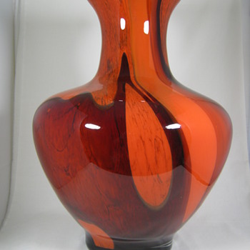 GIGANTIC Czech Art Deco Tango Glass Vase ca. 1920's 30's 18" x 13+" - Art Glass