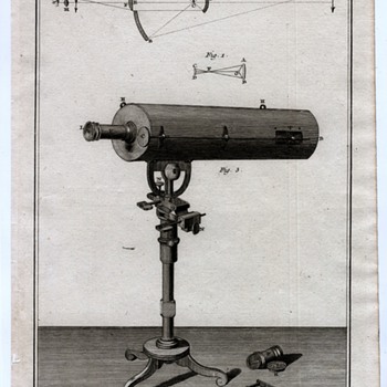 Telescope Circa 1770 copper plate print - Paper