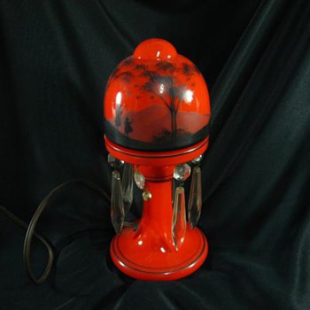 Al's Red & black Lamp - Art Glass