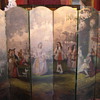 Large Victorian 6 Panel Folding Dressing Screen Hand Painted French Scene