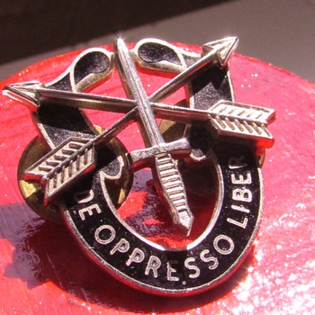 My Brother's U.S. Army Special Forces ("Green Beret") Regimental Crest Pin, circa 1970's - Symbols of Unconventional Warfare - Military and Wartime