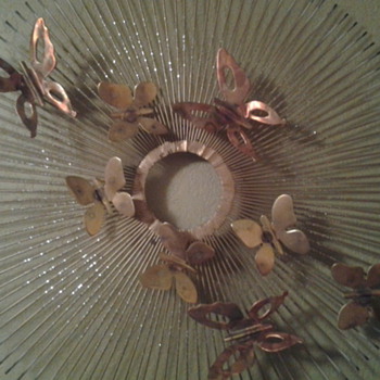 Mid Century Artisan House/Curtis Jere sunburst butterfly metal wall art
