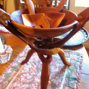 Auction said Aztec Bowl and salad tossers!! $8.00 Kind of cool! - Kitchen