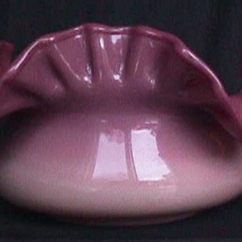 Uranium Containing Fluted Art Glass Bowl Raspberry to Yellow - Art Glass