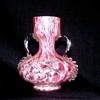 RUCKL PINK & WHITE SPATTER W/MICA AND ACANTHUS LEAF HANDLES