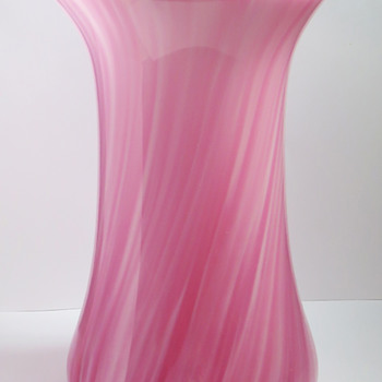 Bohemian Pink and White Marbled Vase with EPNS Rim - Art Glass