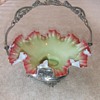 Silverplate Brides basket and Victorian Art glass insert