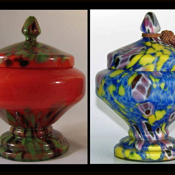 SHAPE STUDY Lidded Candy jar/dish with Pink Milefiori and Satin finish - Art Glass