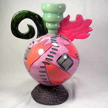 Vase or Jug Signed Hall Spaced themed Vessel? - Art Pottery