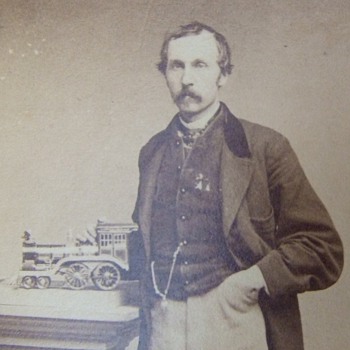 CDV of Man with Locomotive Engine on column - Photographs