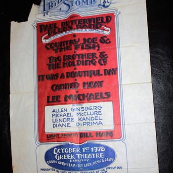 Tribal Stomp Poster - Country Joe, Big Bro & the Holding Co., Canned Heat, Allen Ginsberg, etc... - Posters and Prints