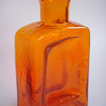 Large Orange Glass Vase/Bottle~American//Scandinavian? - Art Glass