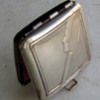 Kronk or Krank silver & enamel rouge pot compact