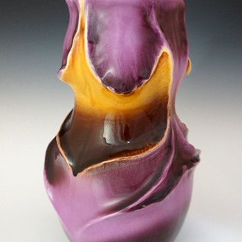 1900s Large Sarreguemines French Art Nouveau Organic Form Ceramic Vase - Art Nouveau