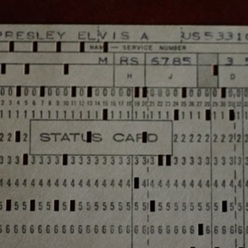 Elvis Presley Army Punch Card - Military and Wartime