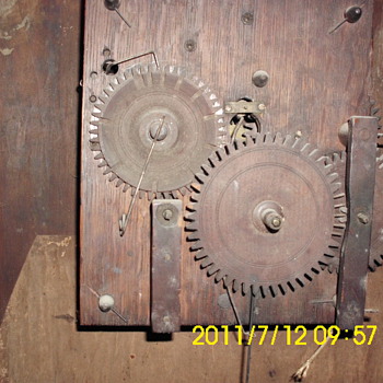 Old wooden clock works