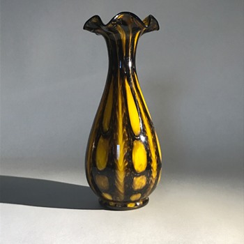 Welz Bright yellow and Black Bubble vase - Art Glass