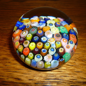 Clichy millefiori paperweight with a close pack of crafted flowers  - Art Glass