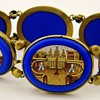 Antique Victorian Micro Mosaic Royal Blue Gilt Panel Bracelet