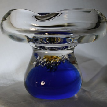 Bohemian Candleholders or Ashtrays - Art Glass