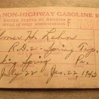 WW II Gasoline Ration Stamp Booklet (FARM)