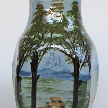 Slip Painted Vase~CECHO-SLOVAKIA~5 Sided w/ 4Sided Top~7+3/8"h - Art Pottery