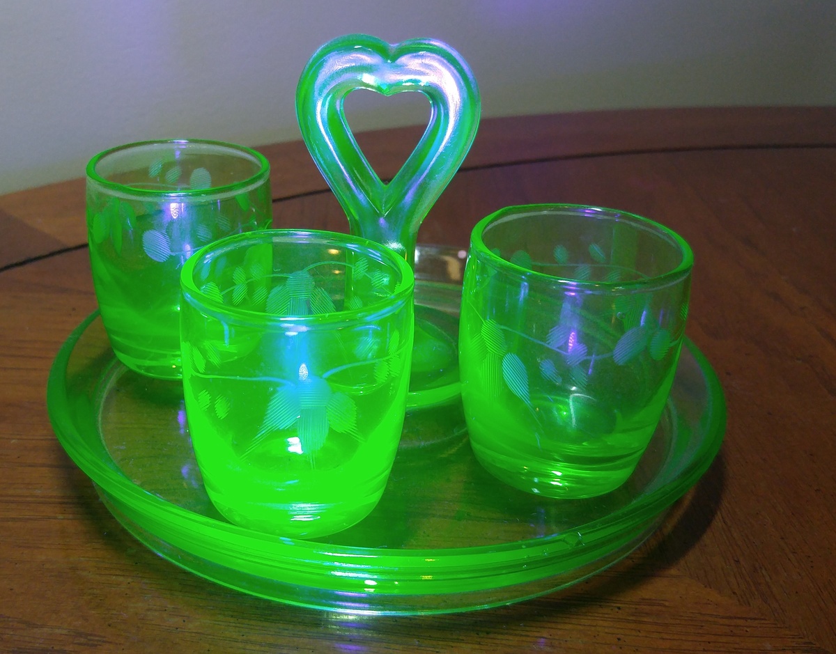 Uranium Glass Tray and Shot Glasses Collectors Weekly