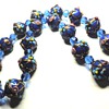 Vintage Venetion Cobalt Blue Wedding Cake Glass Bead Necklace
