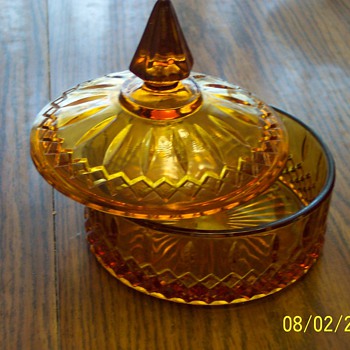 Amber colored candy dish. - Glassware