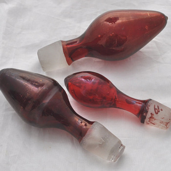 Ruby Flashed Blown Decanters 19th cen