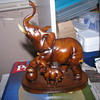 Wooden elephant with ball and baby