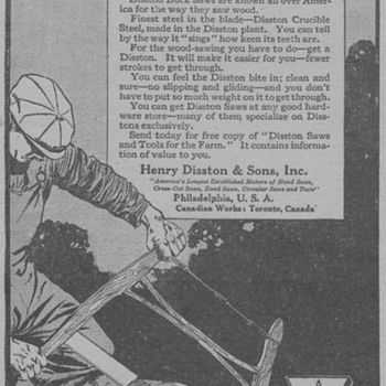 1919 - Disston Saws Advertisement