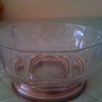 Marked Italy on bottom - very thick glass with silver base
