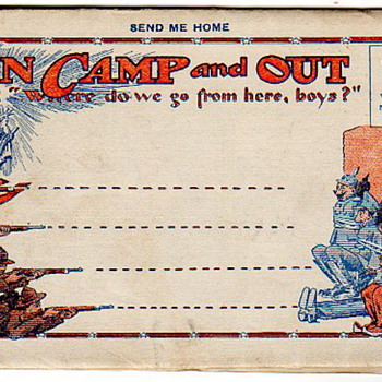 Vintage WWI MilItary 1914 Postcard Fold~Out Cartoons - Postcards
