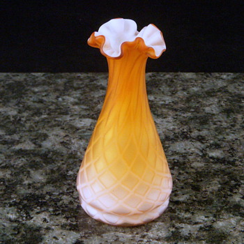 Mini Tangerine MOP Diamond Quilt Vase #2 - Art Glass