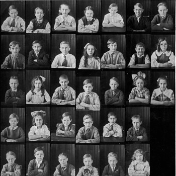 Classroom with children 1900, and swinning hole print - Photographs