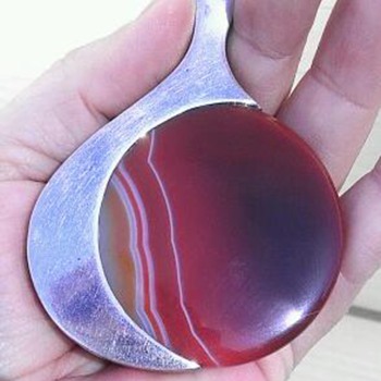 Agate and silver modernist pendant - Fine Jewelry