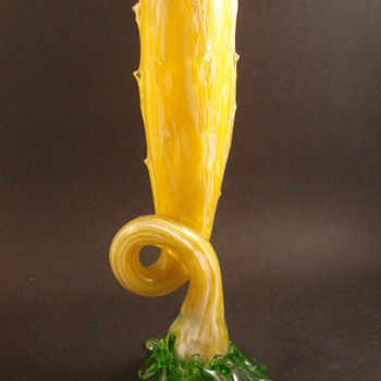 Kralik ? Czech Thorned Victorian Tube Vase - Art Glass