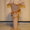 Floriform Peach Cased Ruffled Vase With Applied Vine