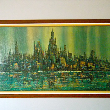 Brittini Sofa Print Abstract Cityscape